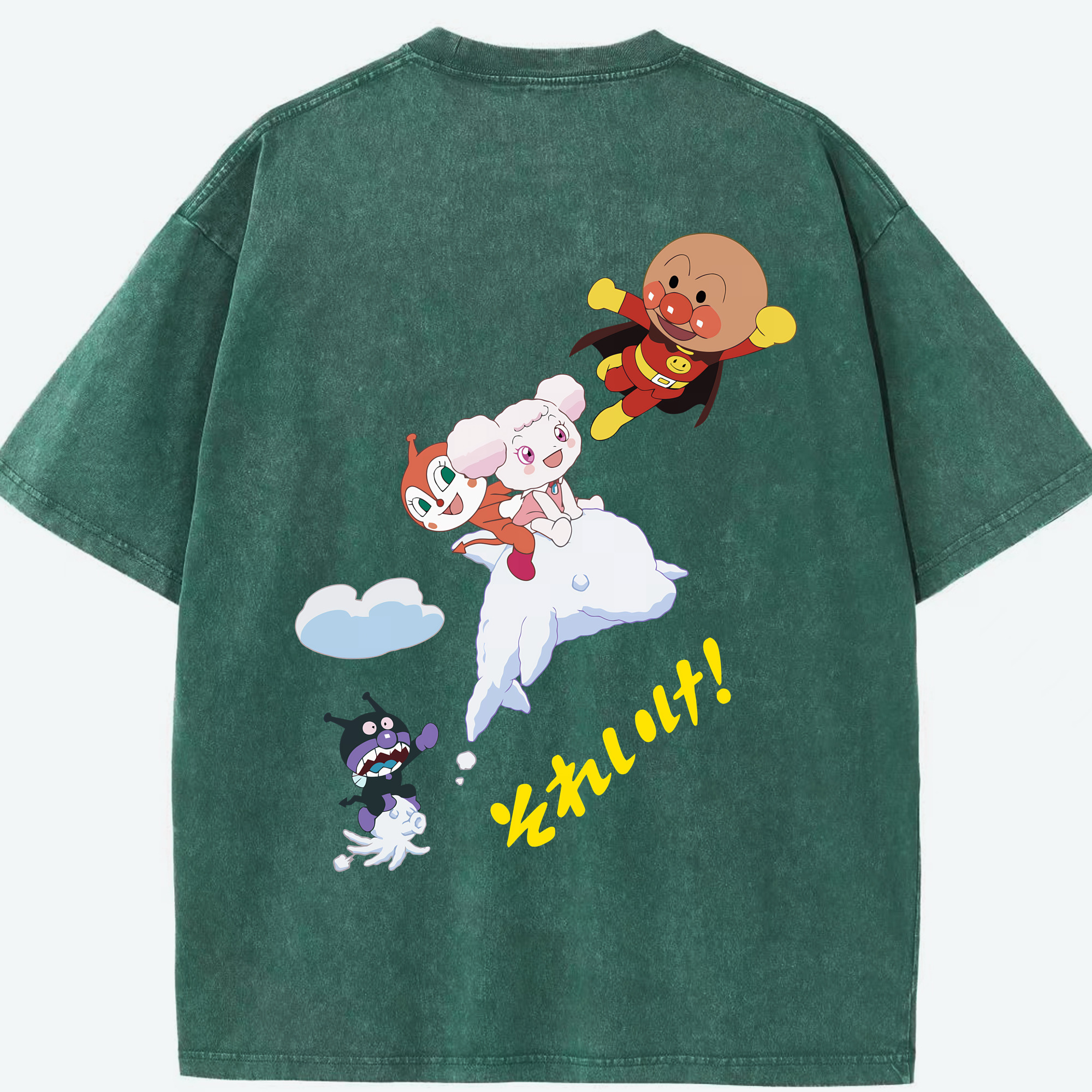 （画像用） アンパンマン Anpanman 綿100% ヴィンテージ風 半袖Tシャツ（背面プリント）